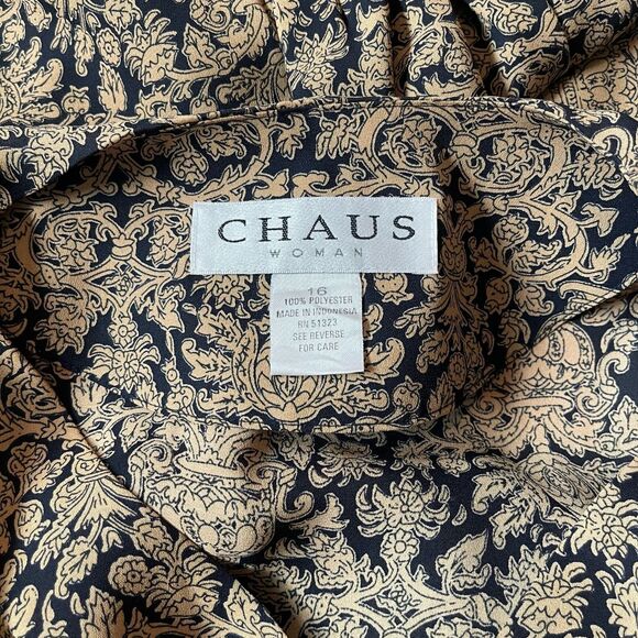 CHAUS Womens 2 Piece Blouse button Up & Skirt 16 Brown Paisley Boho Classic VTG - Picture 7 of 8